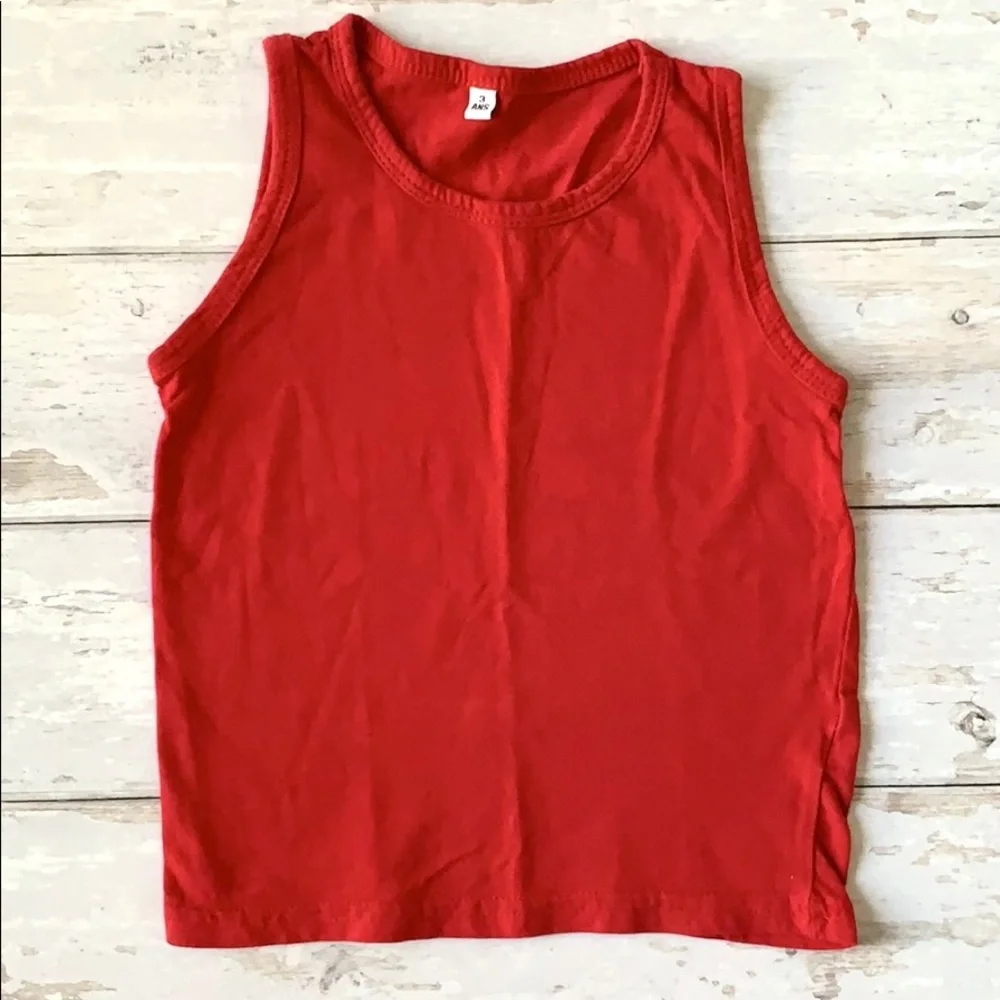 Boys 3T Red Tank Top Uniqlo 100% Cotton Toddler Kids Shirt